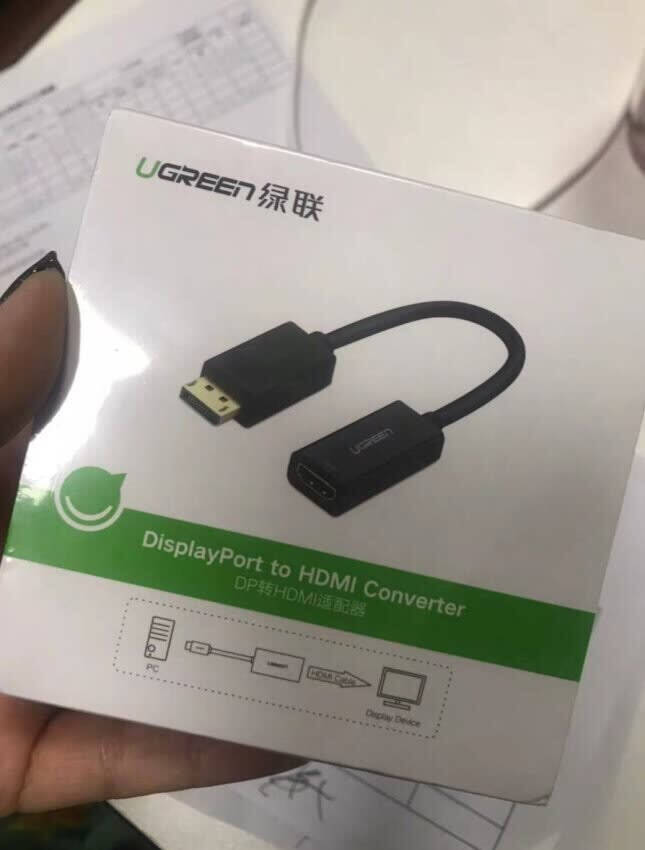 绿联(UGREEN)DP转HDMI转换器线4K高清DisplayPort公对母转接头笔记本电脑台式机接显示器投影仪40363
