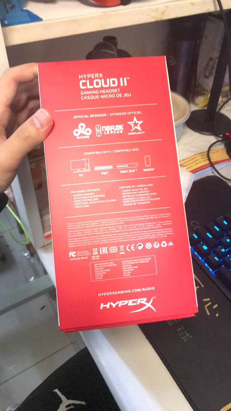 金士顿(Kingston)HyperX游戏耳机Cloud2飓风2黑鹰S电竞耳机头戴式电脑吃鸡耳机耳麦云雀游戏耳机入耳式带麦