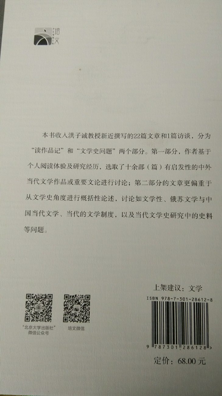 第一次买洪子诚先生的评论专著，想来会受益。