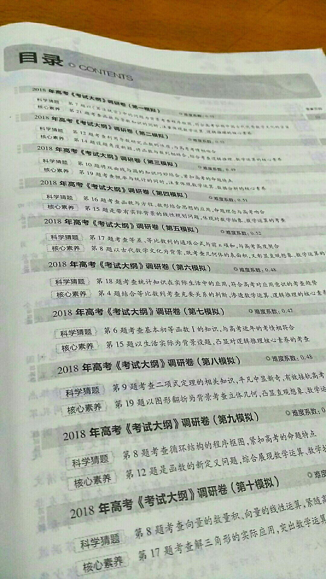 这个试卷的难度还可以，里面有考情分析表和自测细目表。