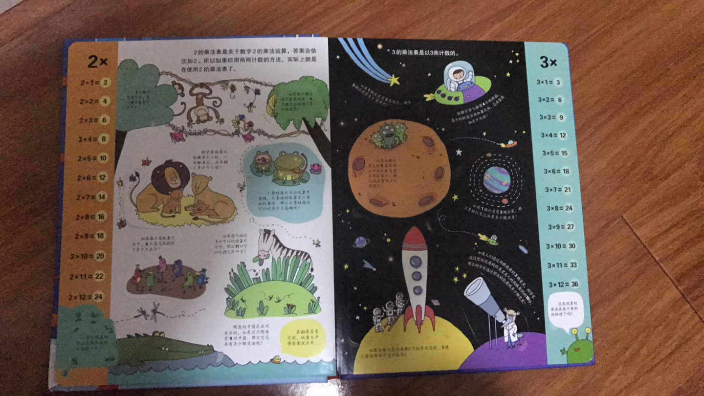 不同色彩的完美搭配和好玩的数学谜题让孩子很容易理解，有趣的故事情境能够将孩子很好地带入其中。边翻边学，真是一本好的工具书！