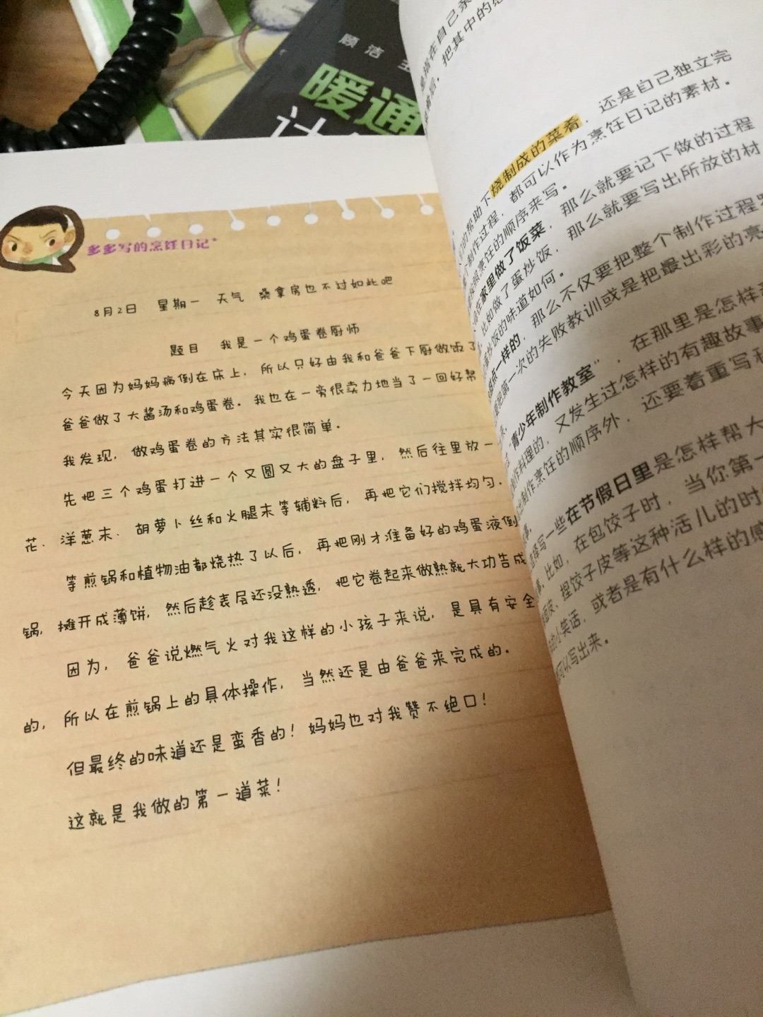 韩国人搞的，印刷花哨，比较吸引孩子眼球，有各种日记的范本，对于启蒙来说还是挺管用的，适合没写过日记的孩子，总的来说还不错