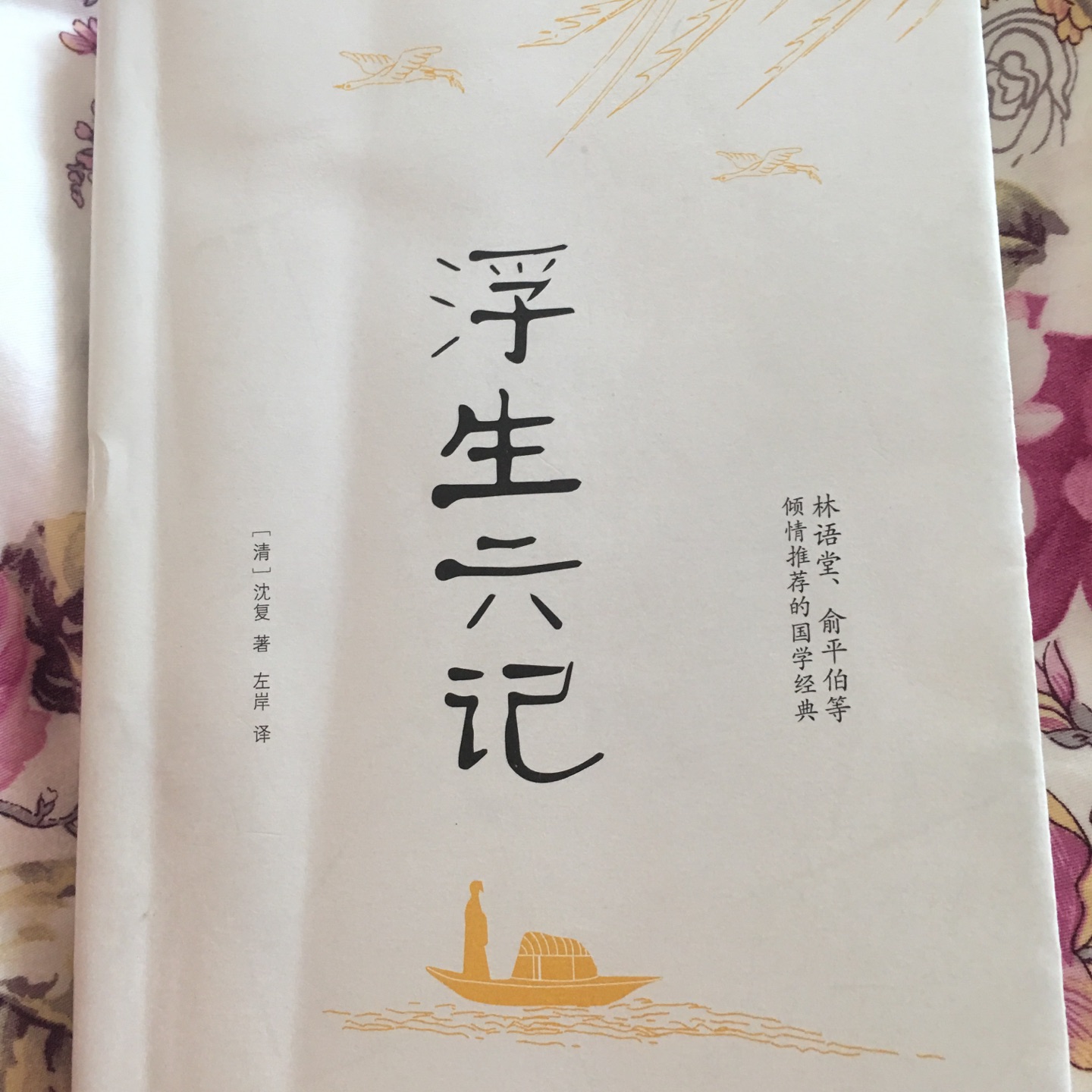 《浮生六记》是清朝长洲人沈复（字三白，号梅逸）著于嘉庆十三年（1808年）的自传体散文。清朝王韬的妻兄杨引传在苏州的冷摊上发现《浮生六记》的残稿，只有四卷，交给当时在上海主持申报闻尊阁的王韬，以活字板刊行于1877年。“浮生”二字典出李白诗《春夜宴从弟桃李园序》中“夫天地者，万物之逆旅也；光阴者，百代之过客也。而浮生若梦，为欢几何？”。这本书也是爸爸非常喜欢的一本，由于经常翻动的书页，都已经有些旧了。