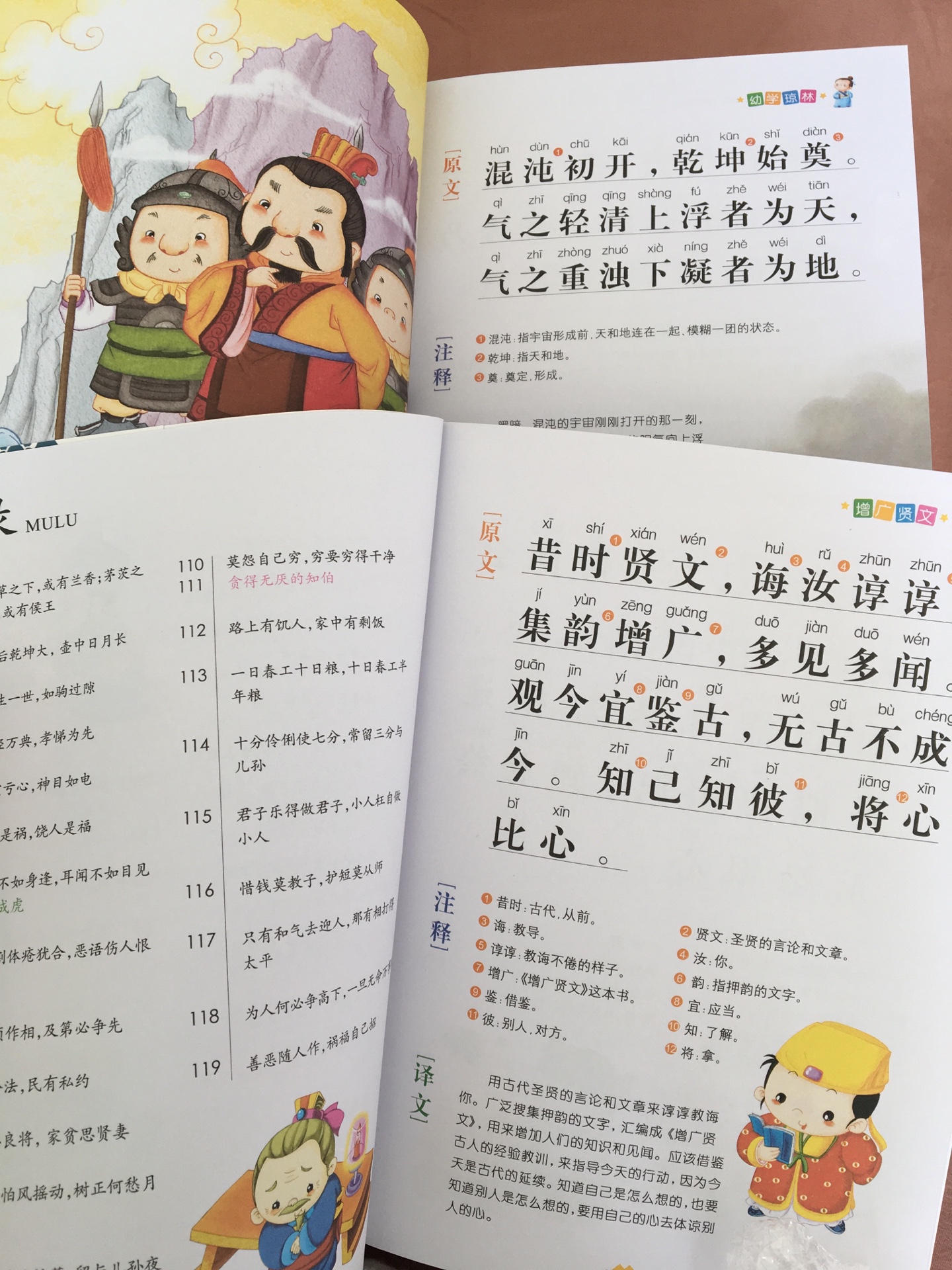 有注释有译文，穿插小故事。两本字大，另两本字稍小。