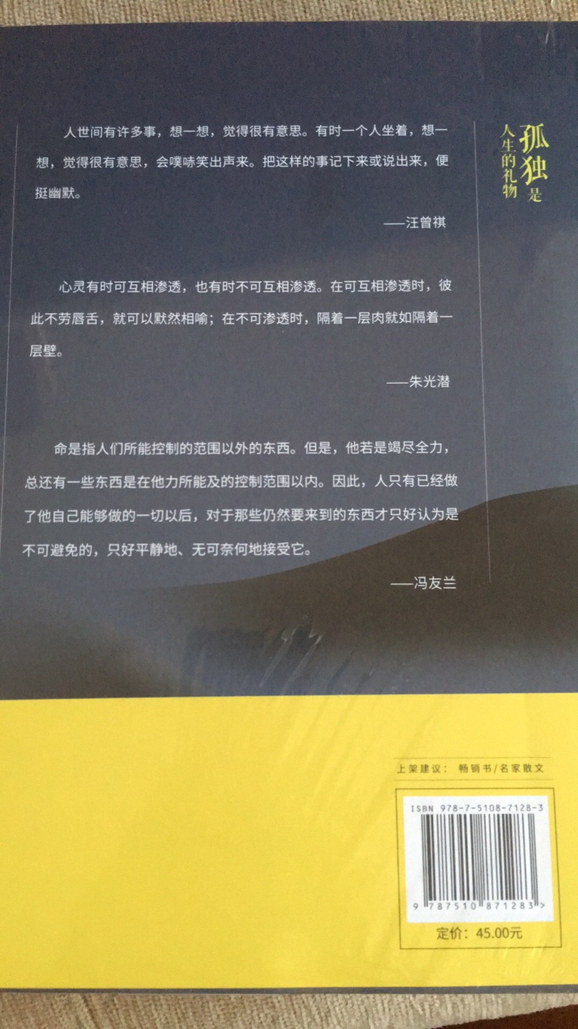 最近对孤独这个话题越来越多人开始关注，这本书是摘抄一些作家书中的片段，几个作家都是比较喜欢的，所以买来看看