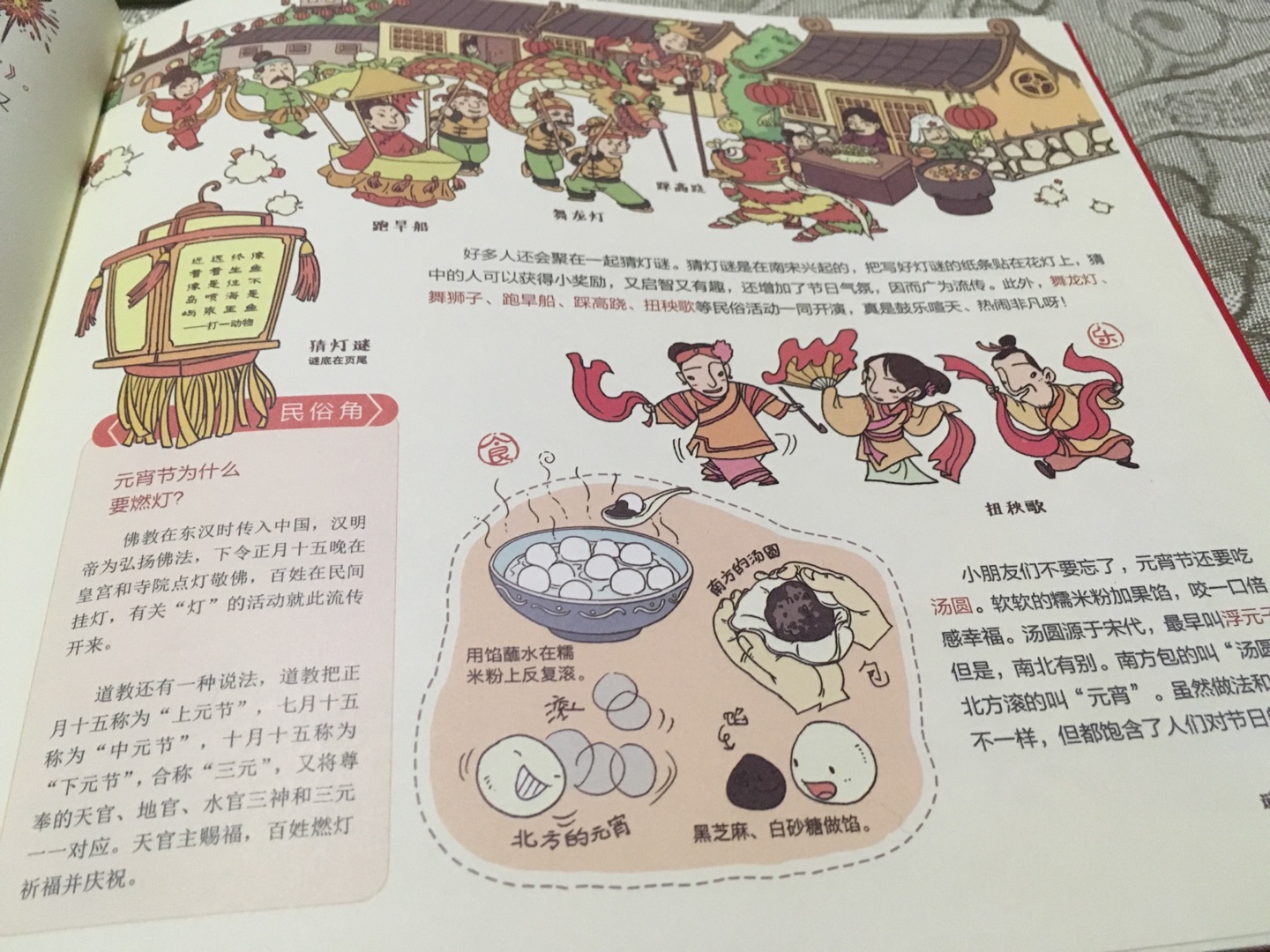 首页以时间轴的方式将中西方的节日都做了标注。书内重点介绍了各个中国传统节日的由来和风俗（比如有什么活动，有什么传统食物等等），对小孩了解传统文化还是很有帮助的，好评。