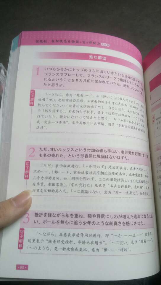 书上的文章很有可读性，既学习了日语又了解了我们说不知道的一些事，注释不仅针对词语还针对于式句，对我的日语学习超有帮助。