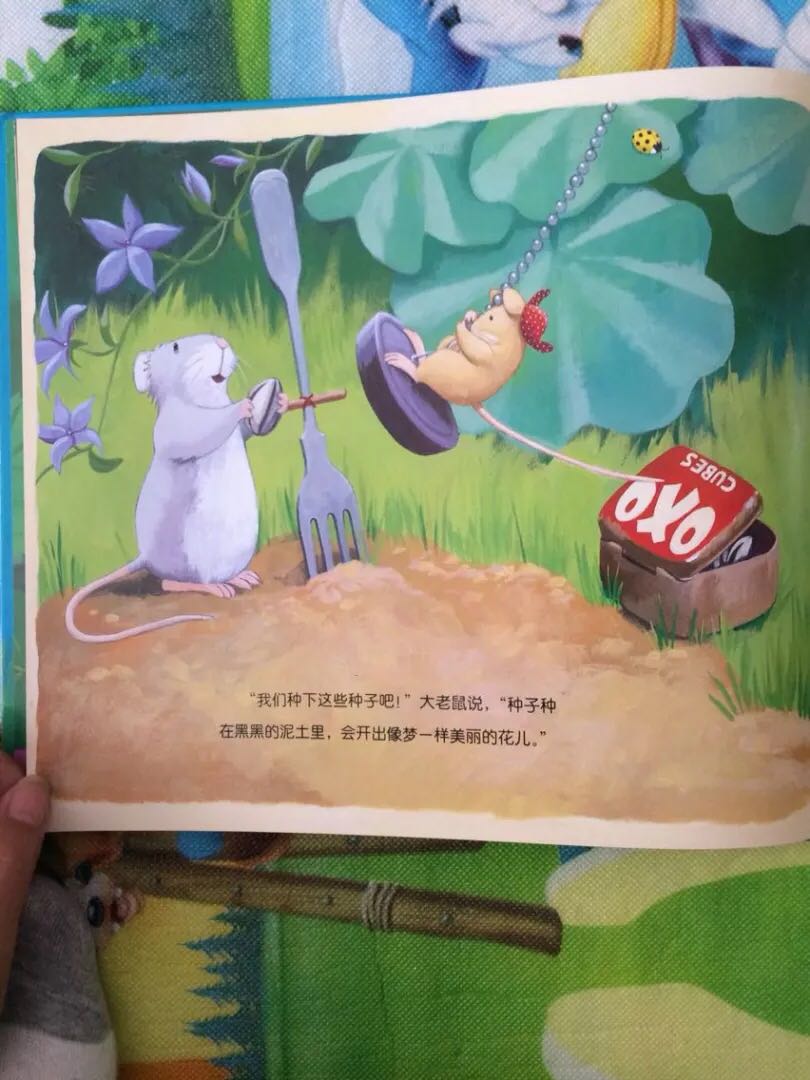 画风明丽恣意，匠心独具——浴缸塞做的秋千、衣夹子和线轱辘做的手推车……逼真的描绘和不羁的想象，熟悉的生活场景和故意模糊角色的大小老鼠，在对立中和谐，构成作品独特的张力，给人无限解读的空间。