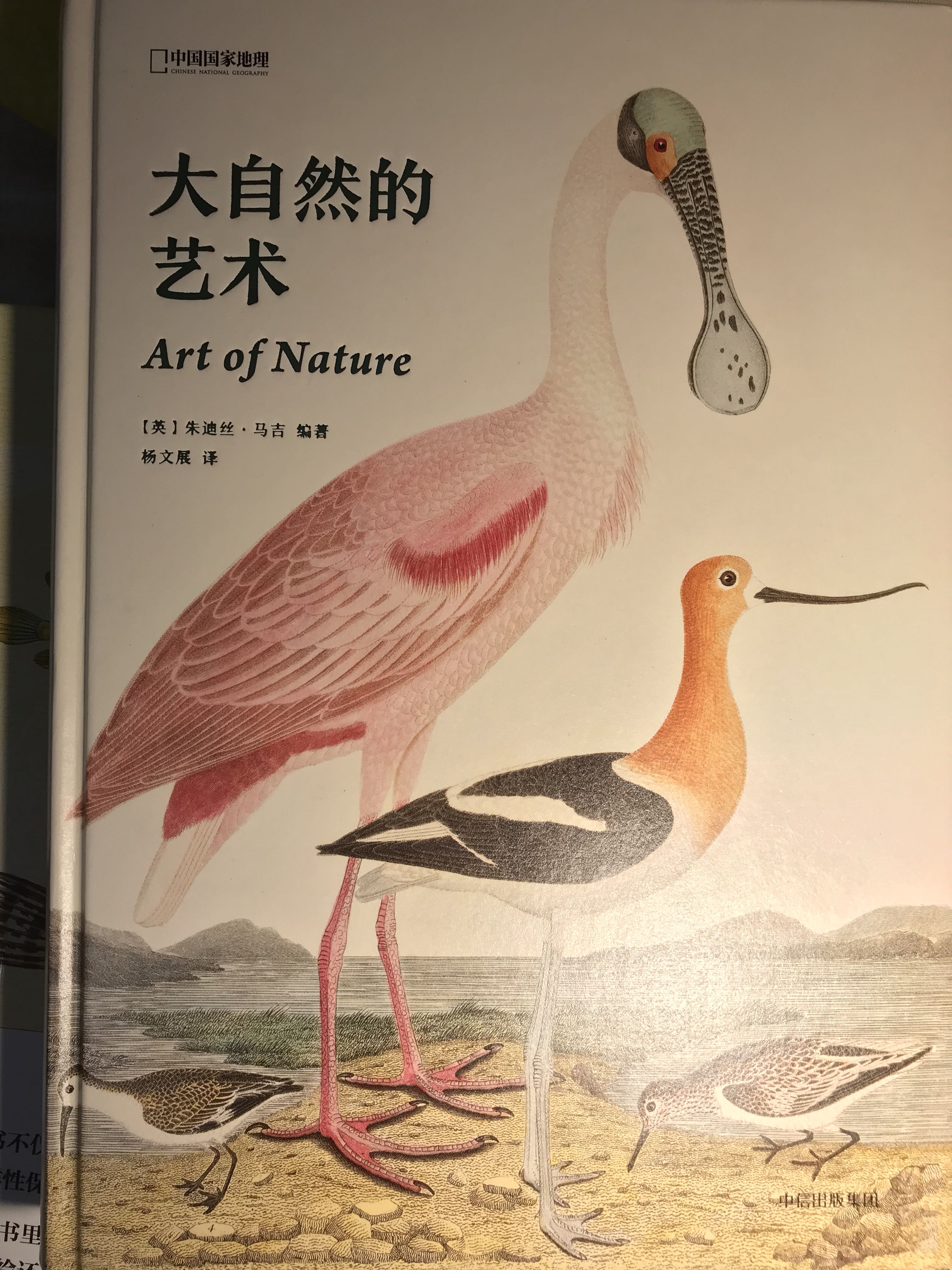 今天收到了这本《大自然的艺术》（Art of Nature），这近似一本游记，里面有很多漂亮的插图，比如图2的火烈鸟（Phoenicopterus minor by C. G. Finch-Davies）。另外，这种动植物手绘图鉴（图3，Gyrfalcon , Falco rusticolus,1827）是西方绘画里少数散点透视的品种，非常类似中国的工笔花鸟（图4，于非闇《海青击鹄图》）——东方艺术追求事物的恒常样貌，而非某个主体的片刻感受，这很像科学试图追求的那种境界。但遗憾的是，东方人将对这种艺术化的“恒常”追求上升到了形而上学的高度，他们认为抵达这种境界的途径埋藏在精神世界之中，因为在极大程度上忽略了主体的片刻感受，或者说经验世界的价值，冥想和玄思是东方人最欣赏的认知方式——这倒也是情理之中的事情，毕竟“恒常”是感官不能体验的抽象概念。但更加现实的情况是，人类要认识这个世界，除了观察别无它法，那种形而上学的对恒常的纯粹追求在艺术上可能达到美妙的盛境，但作为认知，带来的固执偏见远远多于真知灼见。——我在干什么，我只是想说我喜欢火烈鸟，我超喜欢火烈鸟，这种鸟没下巴扁嘴地包天，