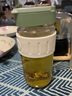 物生物（RELEA）玻璃杯女士高颜值水杯手持咖啡杯便携式吸管杯随手杯子 柔雾绿【防烫圈/耐高温】520ml 实拍图