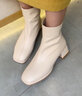 奥古狮登短靴女秋冬新款小踝靴马丁靴切尔西靴白色瘦瘦靴子法式优雅高跟鞋 A624025米色【单里款】 37 实拍图