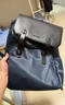 新秀丽（Samsonite）双肩包 时尚通勤背包电脑包 商务轻奢牛皮革翻盖书包 立体包型NV0 蓝色+黑色 实拍图