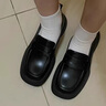 铂呐苓圆头厚底英伦风单鞋女夏季新款百搭jk正装乐福鞋黑色粗跟小皮鞋 厚底乐福鞋【黑色哑光37】 实拍图