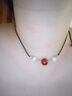 红玛瑙项链女红豆相思豆项链手链男女情侣款礼物手工编织绳 红玛瑙白猫眼石项链 实拍图