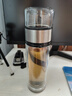 唯万双层茶仓茶水分离泡茶杯大容量家用办公室便携玻璃杯过滤茶水杯子 提绳款-钢本色500ml-送杯套杯刷 实拍图
