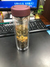 富光 玻璃杯 男女士车载商务办公泡茶水杯加厚杯底G1416系列 双层420ml紫红有滤网 杯套杯刷  实拍图