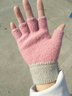 浩冠 手套女冬季半指女士兔羊毛秋冬天打字保暖韩版可爱翻盖手套露指加厚 皮粉加灰 均码 实拍图
