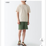 无印良品 MUJI 男式 棉水洗府绸 短裤休闲短裤男款夏季纯棉全棉AED14A2S 卡其绿 M 实拍图