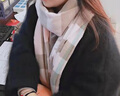 上海故事羊毛围巾女冬款百搭格子围巾学生保暖披肩加大加厚 1D032黑灰 实拍图