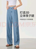 浪莎时髦中线阔腿裤夏季天丝牛仔裤女高腰显瘦垂感宽松冰丝直筒裤子 实拍图