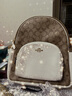 蔻驰（COACH） 蔻驰女包时尚简约百搭双肩包PVC配皮618送女生礼物618 中号-PVC配皮卡其白色5671IMDJ8 实拍图