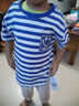 真维斯（Jeanswest）男童t恤短袖夏季新款儿童条纹海魂衫舒适夏装男孩夏天休闲上衣潮 蓝 J棒球运动 100 cm 实拍图