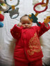 鹏优婴儿套装棉衣宝宝满月百天服红色唐装新生儿衣服纯棉秋冬外出加厚 红色加厚棉服5件套 66 （建议3-5月） 实拍图