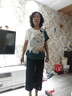 俪缨中老年女装妈妈装套装2021新款夏装洋气宽松雪纺衫上衣小衫裤子中年40岁50阔太太时尚休闲两件套 绿色+阔腿裤 2XL【建议105-120 斤穿】 实拍图