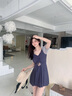 安与·洛施琪 ins风可爱少女海边仙气保守学生新款遮肚显瘦小胸泳衣女夏 灰蓝 L   ( 建议95-115斤 ) 实拍图