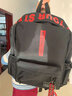 OLOEY 书包男女韩版大容量初中生包大学生背包高中生休闲双肩包  黑红色升级加固版(带手绳挂饰+香包) 实拍图