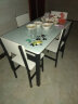 木如金镶轻奢餐桌椅组合现代简约小户型钢化玻璃子吃饭家用快餐饭店出租房 白腿+白面+白玻配6把硬椅 130cm *宽80cm*高75cm 实拍图