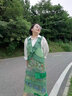 两三事法式油画连衣裙女2025春季新款绿色中长款裙子梵高不枉人间 绿色 M 实拍图