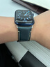 istrap苹果手表表带疯马牛皮Apple Watch Ultra3/2手表带S11/10/9/8/7/6/SE厚实真皮表链iWatch男士腕带 孔雀蓝【银色配件 44/45/46MM表盘【适用Wat 实拍图