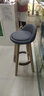美勒思 吧台椅   实木吧椅酒吧椅子 复古高脚椅前台椅 旋转吧椅子 灰色麻布配原木腿 实拍图
