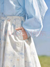 茵曼（INMAN）法式碎花高级感2025夏女新款休闲中长吊带连衣裙子 白底蓝花半身裙-18412674 XL 实拍图
