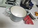 铁工房 珐琅锅汤锅加厚铸铁辅食锅双耳加深泡面锅奶锅无涂层 饭釜锅-碧梨绿 16cm 实拍图