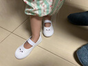 BUDING六一儿童节小白鞋女童幼儿园室内鞋帆布鞋宝宝舞蹈鞋防滑透气童鞋 白色俏皮 28 内长18/适合脚长17.5cm 实拍图