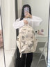 觅卡书包初中女日系高中生大容量背包韩版ins复古简约大学生双肩包男 黑白印花（加胖云朵） 大号 实拍图
