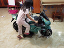 钻诗大号儿童电动摩托车可坐大人3-10岁男女小孩宝充电两轮双人玩具车 湖蓝12V7A双驱皮座+灯轮手转把 实拍图