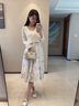 茵曼（INMAN）法式碎花高级感2025夏女新款休闲中长吊带连衣裙子 白底蓝花半身裙-18412674 M 实拍图