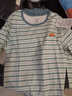 彩桥儿童纯棉秋衣秋裤套装男女中大童秋冬低圆领保暖内衣A类棉毛衫冬 绿白条纹 （升级款100%棉）男款 160cm 实拍图