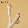 达芙妮（DAPHNE）凉鞋女夏粗跟百搭单鞋夏季新款女鞋仙女风配裙子一字带罗马鞋 米色 跟高4.2cm 38 (240mm) 实拍图