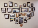 纪恒暄 心形实木照片墙挂墙组合装饰画框婚纱照个性欧式木质像框相片框 24框巧克力色+海天一色 实拍图