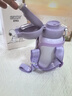 史努比儿童保温杯幼儿园男女孩吸管小学生专用水杯食品级316L背带水壶 紫色520ML【防摔杯套+杯刷】 实拍图
