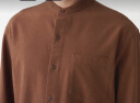 无印良品（MUJI）男式 法兰绒立领衬衫 长袖休闲百搭衬衣男士外套纯棉全棉ACA75C1A 砖红色 S  （165/84A） 实拍图