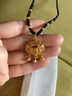 蓓影足金999平安福字如意锁包吊坠女手工编织黄金项链生日女友妈妈 足金平安锁吊坠+6金珠 实拍图