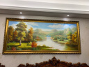帝旗客厅装饰画手绘油画欧式美式沙发背景墙壁画原创山水风景挂画定制 《鹿鸣翠谷》原创-5140实木框 220X100 实拍图