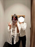 VEOX夏秋季套装女2025新款大码女装气质衬衫阔腿裤显瘦三件套潮 杏色背心+白色衬衫+黑色裤 L _[建议100-120斤] 实拍图