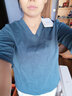 横行道2024新款女装竹节棉宽松上衣服七分袖打底衫v领t恤上衣 牛仔蓝 XL 实拍图