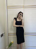 DPLAY2025夏季新款黑色连衣裙女修身吊带裙长裙赫本小黑裙包臀裙 经典黑 S 实拍图